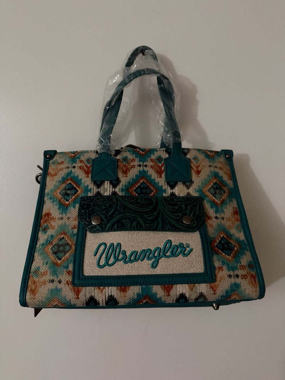 Wrangler Aztec Tote Bag for Women Western Purses and Handbags, Turquoise